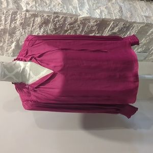 Maison d'amelie pink vneck long sleeve with neck tie